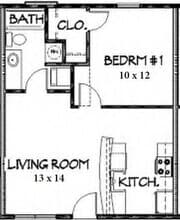 1 Bedroom 323 floor plan