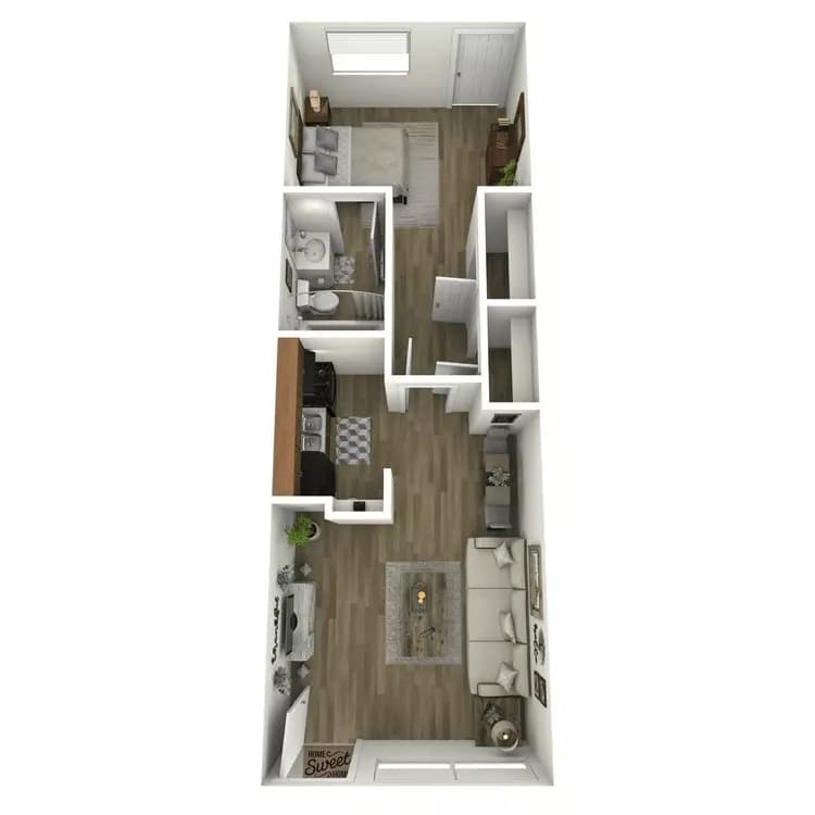 1 Bed • 1 Bath 123 floor plan