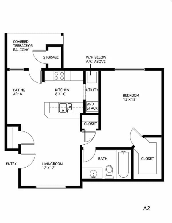 1 Bedroom / 1 Bath 233 floor plan