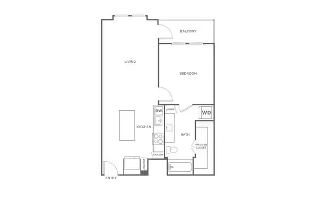 1 Bed • 1 Bath 2121 floor plan