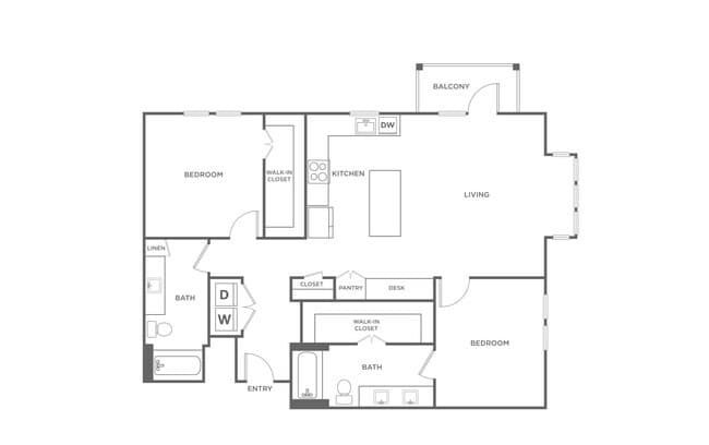 2 Beds • 2 Bath 4101 floor plan