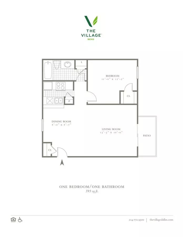 1BR/1BA floor plan