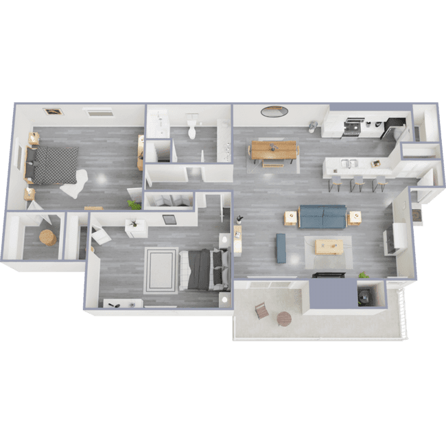 2 Bed 1 Bath 8871B floor plan