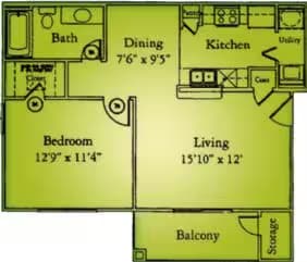 A1 1x1 831 floor plan