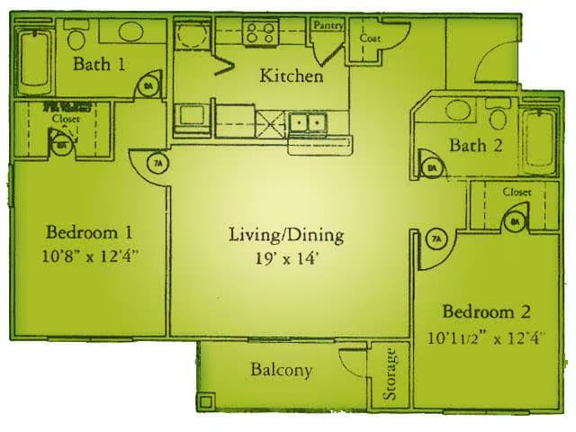 B2 2x2 234 floor plan