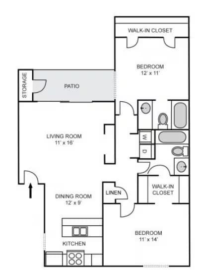 B1 2x2 155 floor plan