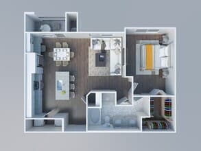 1 Bed 1 Bath 381 floor plan