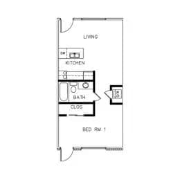 1 bed 1 bath floor plan
