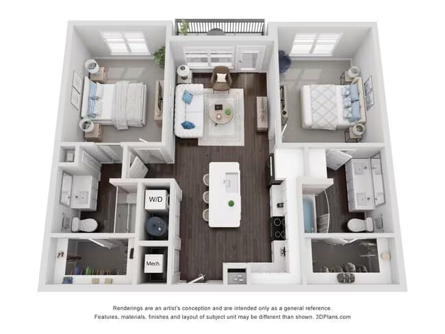2 Beds • 2 Bath 402 floor plan
