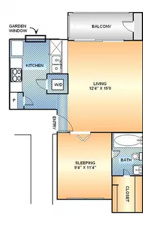 1 Bed • 1 Bath 111 floor plan