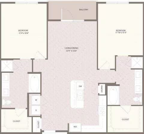 2 Beds • 2 Bath 301 floor plan