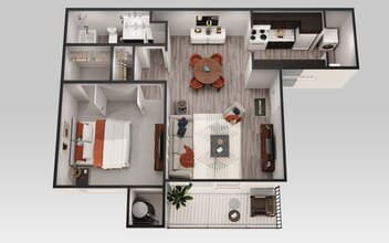 1 Bedroom 1 Bath 610 floor plan