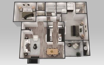 2 Bedroom 2 Bath 1013 floor plan