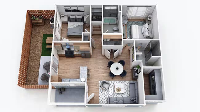 2 Beds • 2 Bath 522 floor plan