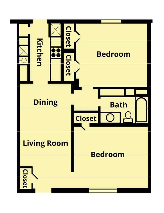 2 Beds • 1 Bath 2393 floor plan
