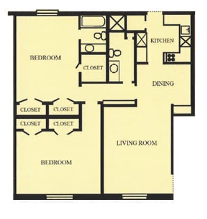 2 Bedroom 2 Bathroom 2461 floor plan