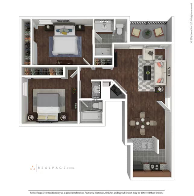 2 Beds • 2 Bath 1028 floor plan