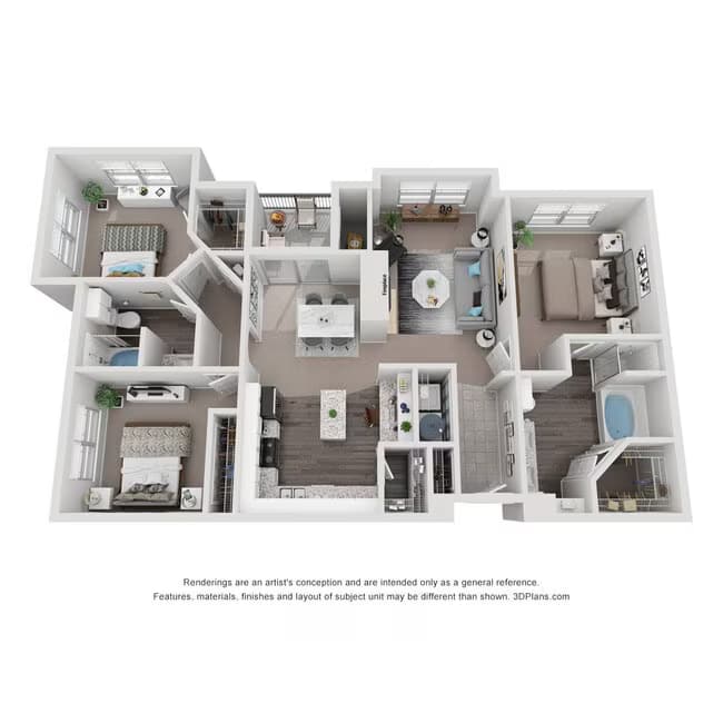 3 Beds • 2 Bath 02306 floor plan