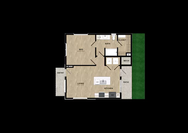 1 Bed • 1 Bath 1015 floor plan