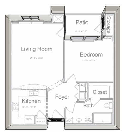 One Bedroom 224 floor plan