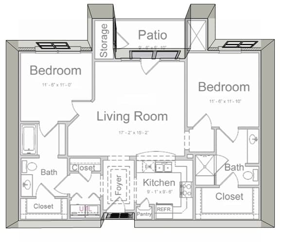 Two Bedroom 610 floor plan