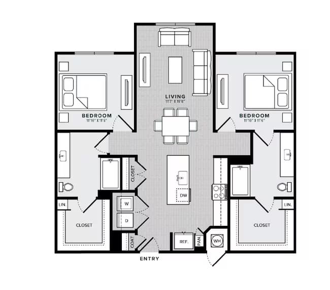 B2-2x2 5309 floor plan