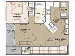 One-bedroom One Bath 28205 floor plan