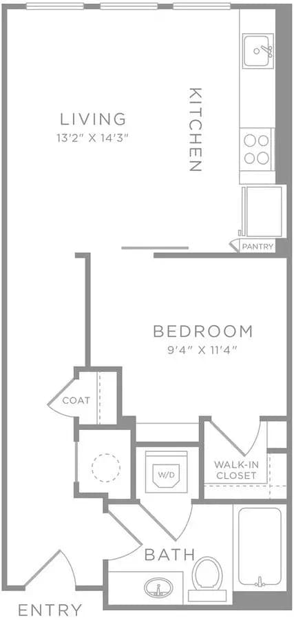 1 Bed • 1 Bath 531 floor plan