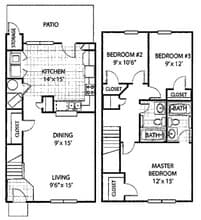 C1T 3 Bedroom Townhome 305 floor plan