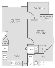 A2U-1 bedroom, 1 bathroom 4208 floor plan