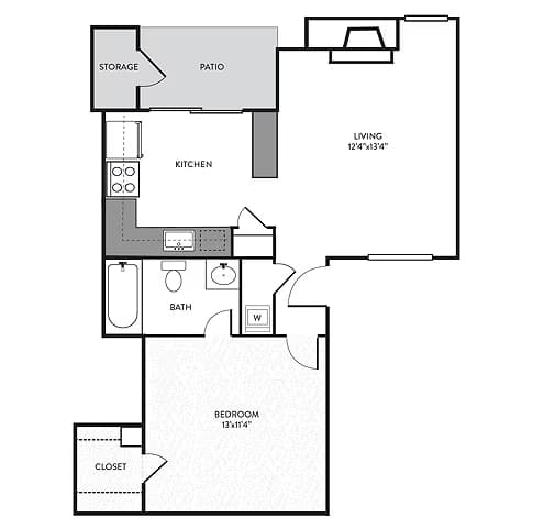 1 Bed • 1 Bath 1009 floor plan