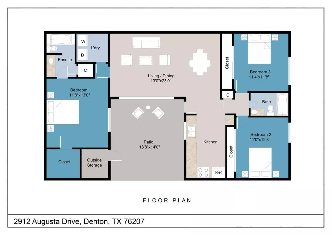 3 Beds • 2 Bath 2005A-G floor plan