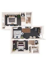 2 Beds • 2 Bath 520 floor plan