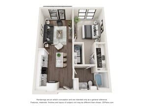 1 Bed • 1 Bath 465 floor plan
