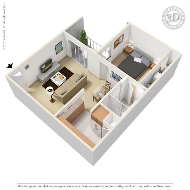 1 Bed • 1 Bath 2234 floor plan