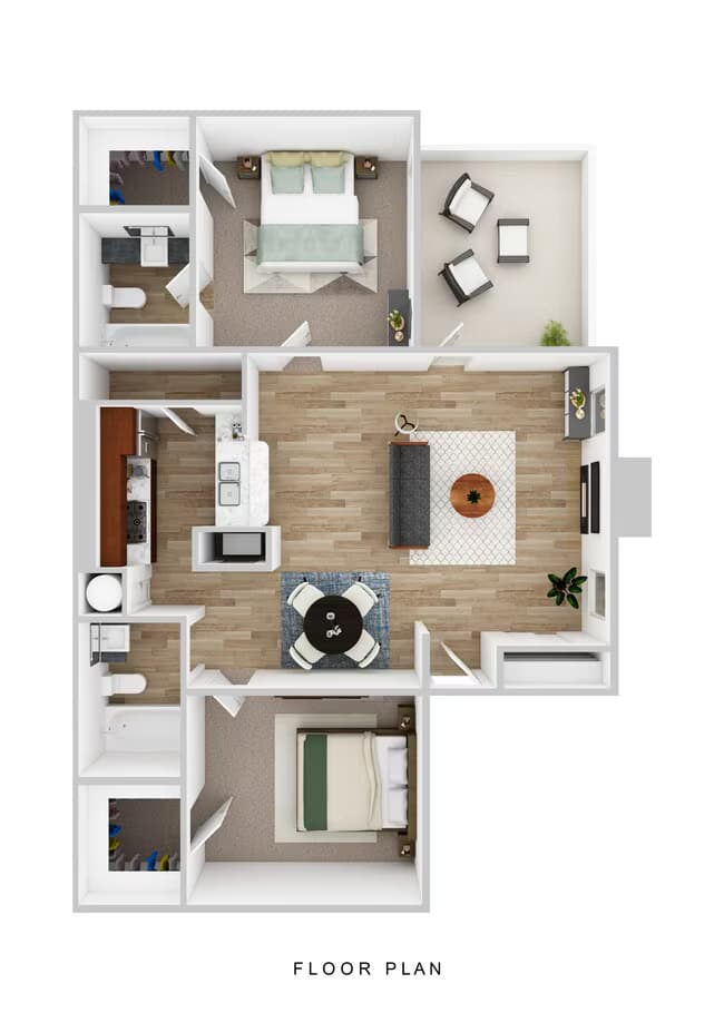 2 Beds • 2 Bath 117 floor plan