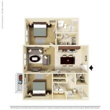 2 Bedroom - B1 1159 floor plan
