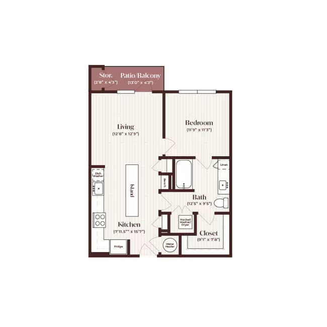 1 Bed • 1 Bath 4413 floor plan