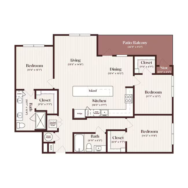 3 Beds • 2 Bath 2302 floor plan