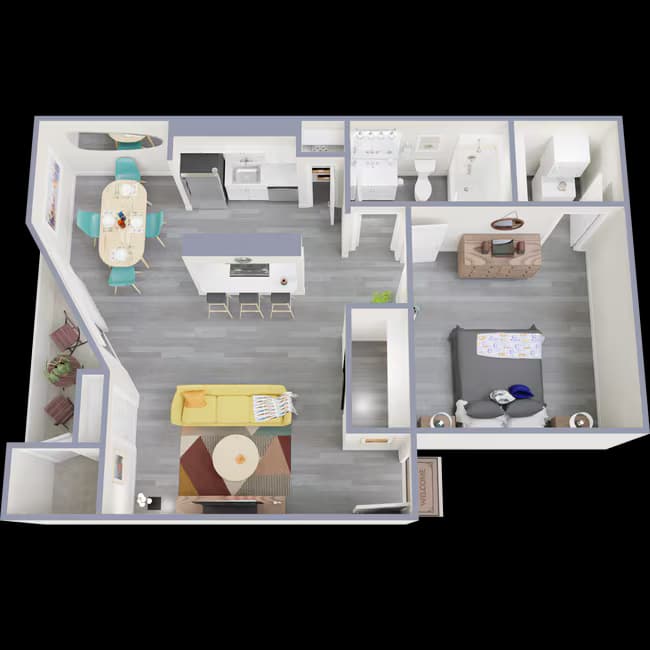 1 Bed • 1 Bath 2086 floor plan