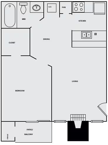 1 Bed • 1 Bath 347C floor plan