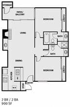 2 Bedroom 2 Bath B2 309 floor plan
