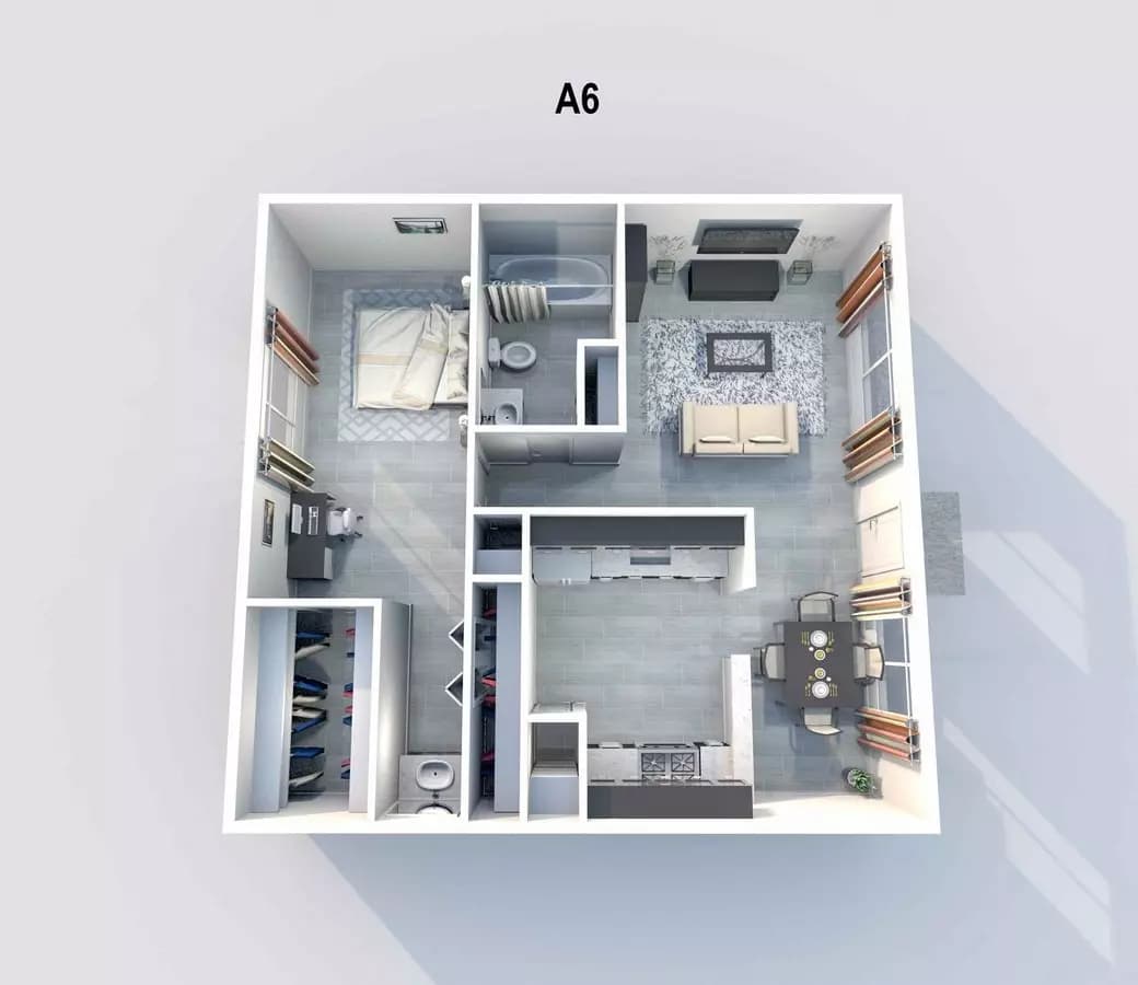 1 Bed • 1 Bath 2019 floor plan