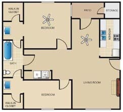 B1 - 2 Bedroom 129 floor plan