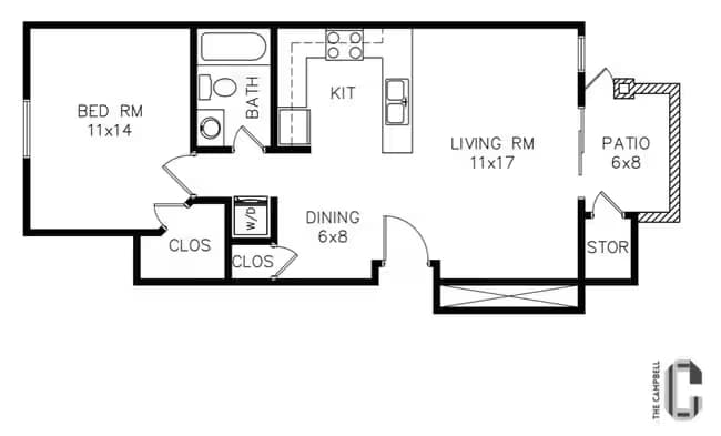 1 Bed • 1 Bath 1126 floor plan