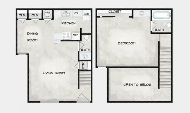 One Bedroom Loft/One Bath 212 floor plan