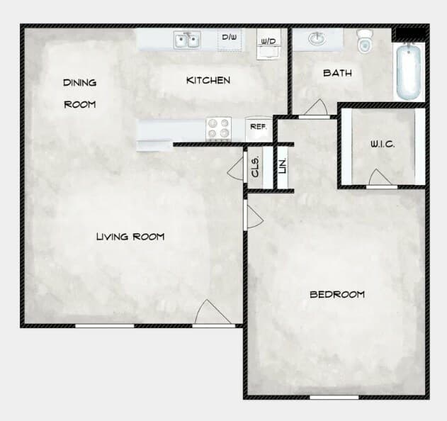 One Bedroom/One Bath 205 floor plan