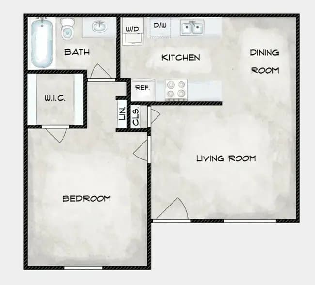 One Bedroom/One Bath 219 floor plan