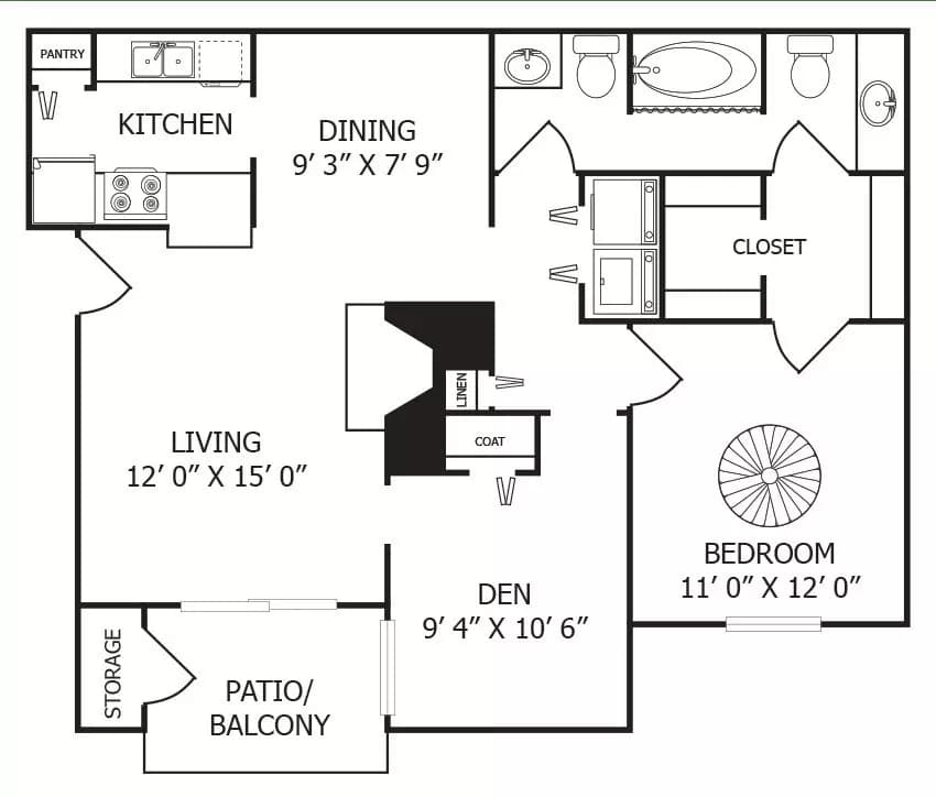 1 Bed • 1 Bath 109 floor plan