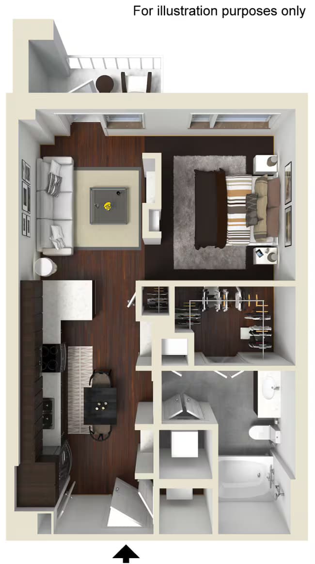 1 Bed • 1 Bath 0341 floor plan